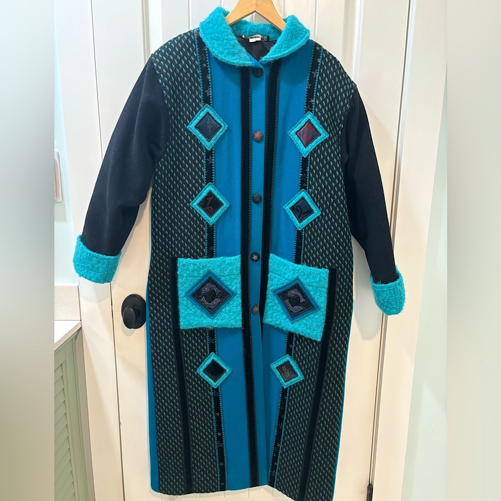 Coloratura Vintage Mystical Whimsical Wool Trench Coat Small Medium